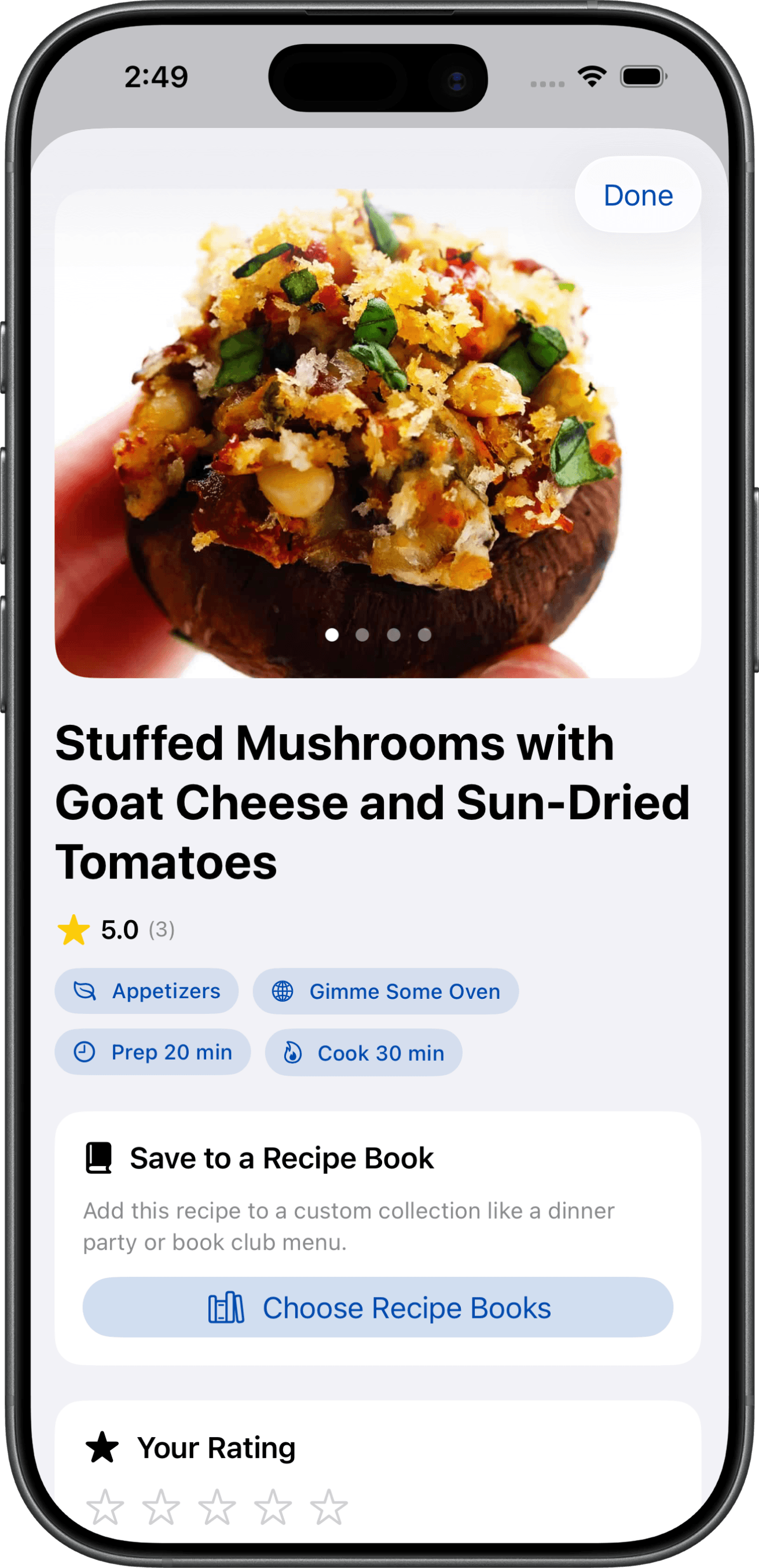 Recipe Thyme recipe preview and comparison screen
